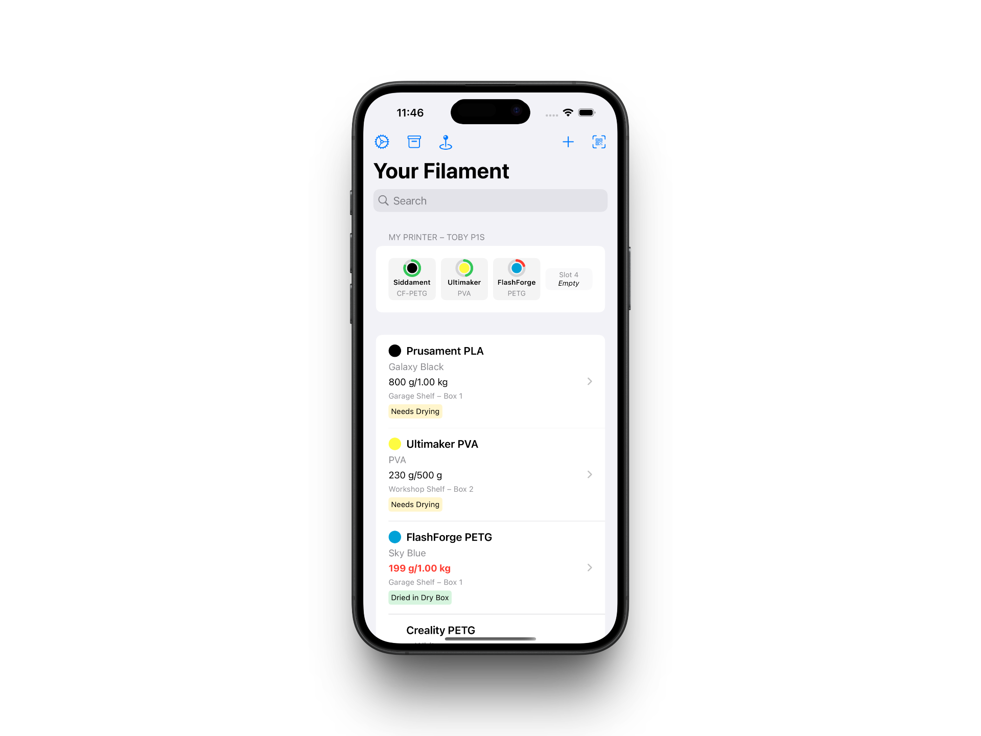 FilamentBuddy App Mockup